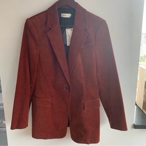 A. L. C. Vernay Corduroy Blazer In Deep Rust Size US 10 Rare Find - Picture 2 of 13